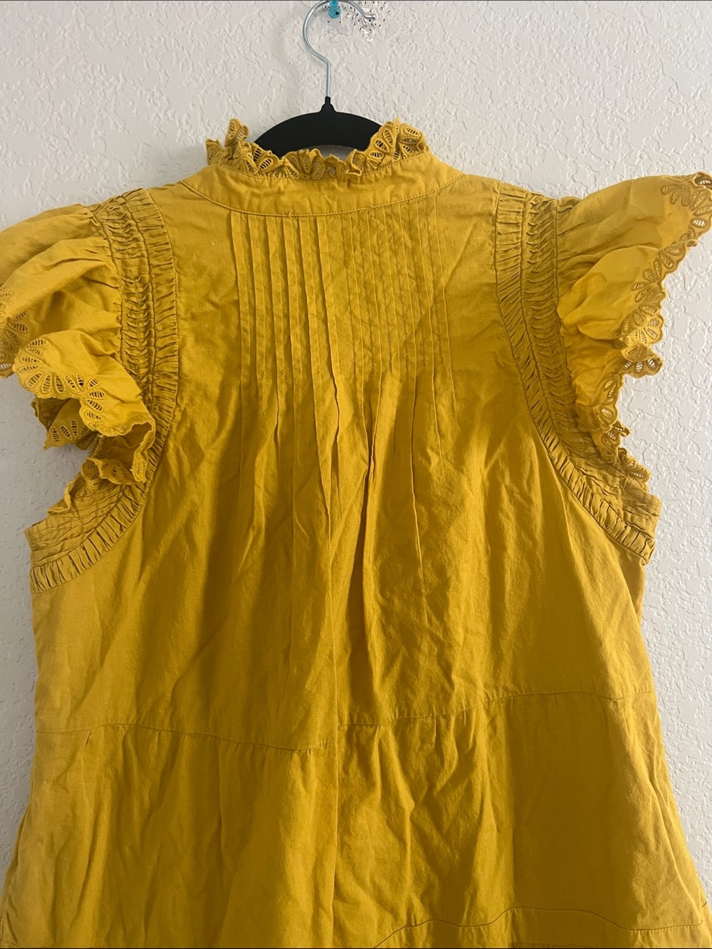 Sea New York Adrienne Tiered Cotton Dress In Yellow Mustard.Size M - Picture 11 of 13